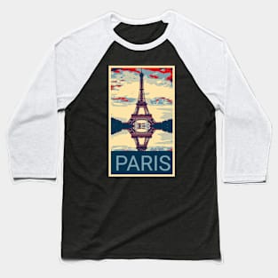 Paris France in Shepard Fairey style Baseball T-Shirt